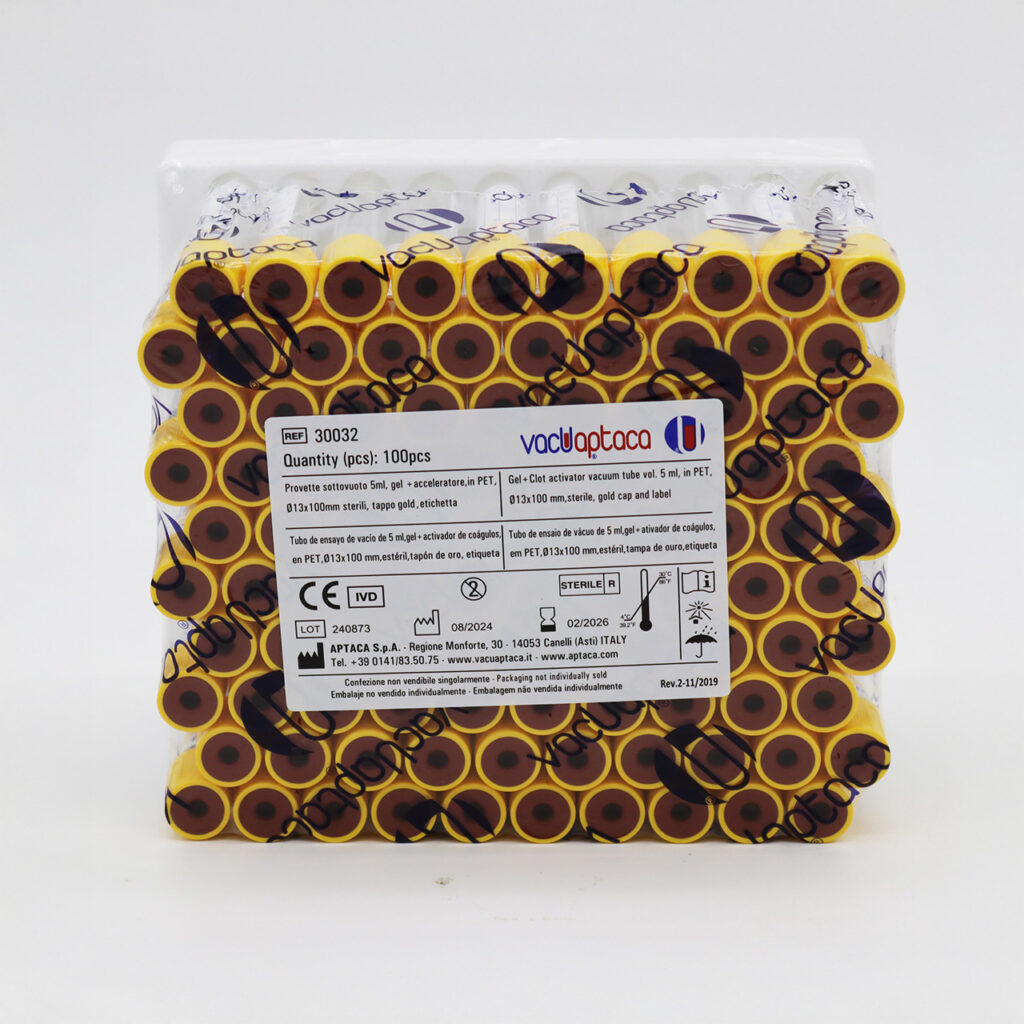 Provetta sottovuoto VacuAptaca – gel 5ml Ø13x100mm – giallo – sterile - immagine 2