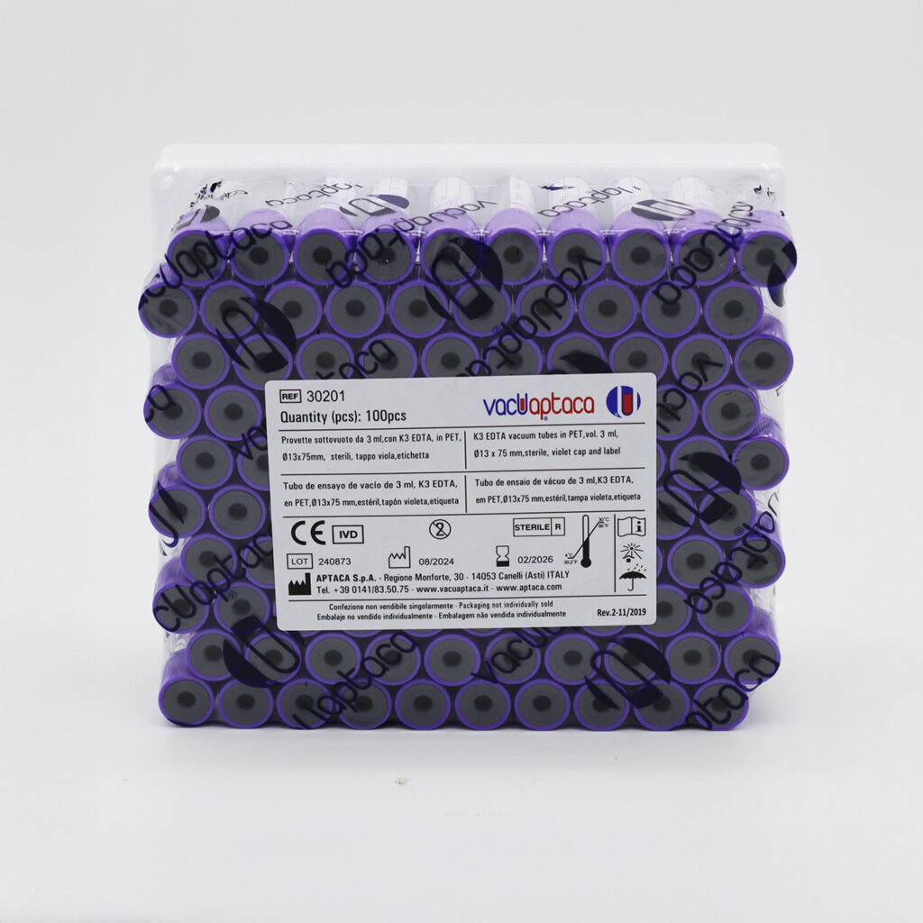 Provetta VacuAptaca con K3 EDTA – 13×75 mm, 3 ml – viola – sterile - immagine 2